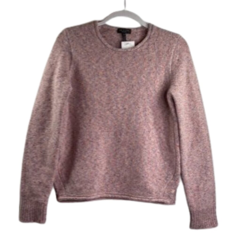 Rag & Bone Francie Crewneck Sweater Goat Suede Elbow Patches Sz S Pink Multi NWT